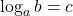 \log_a b = c