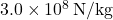 3.0\times10^8\,\mathrm{N/kg}
